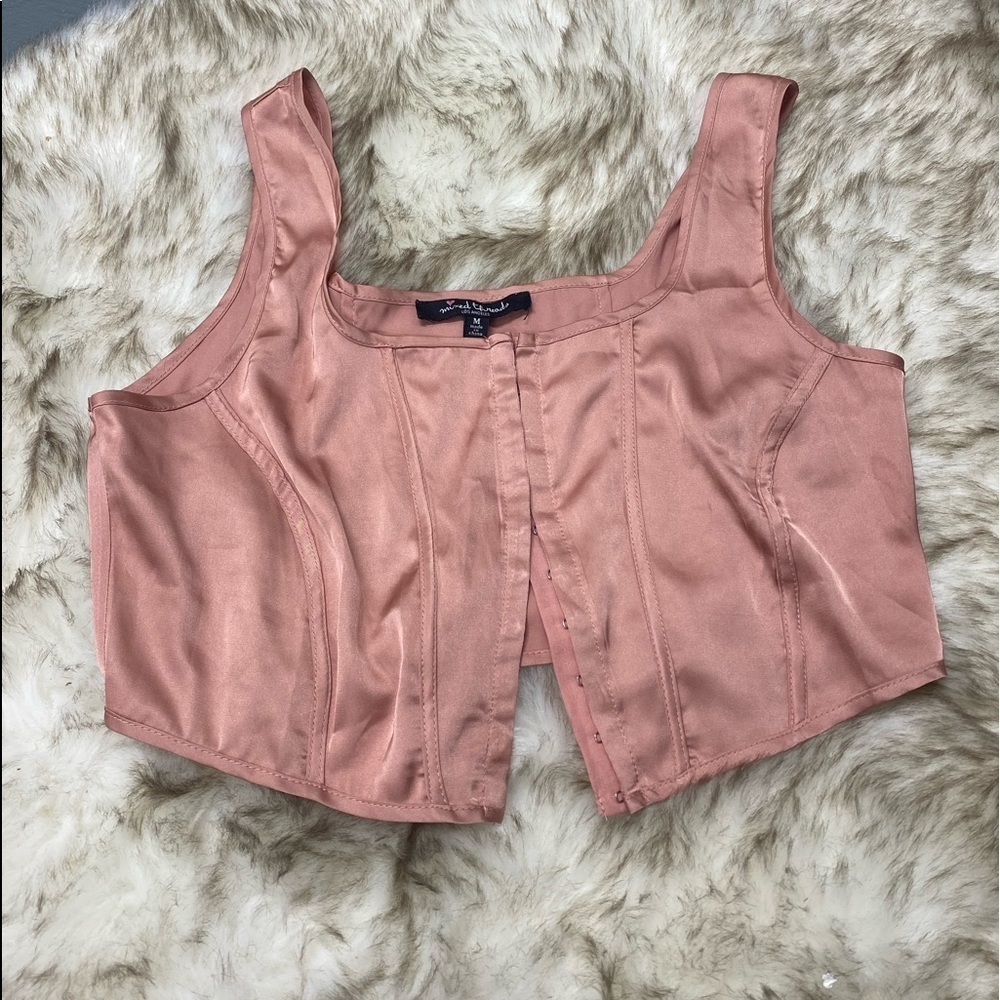 Pink Satin Crop Top